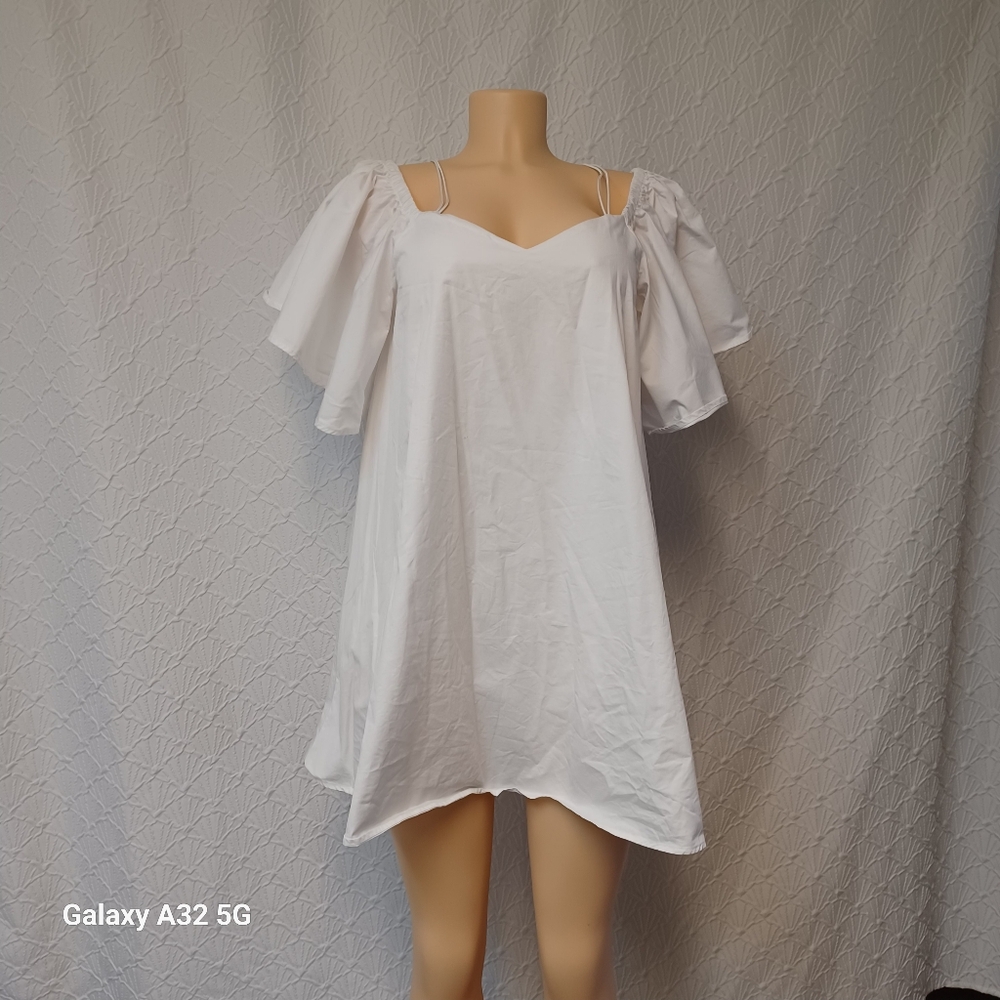 a.peach Women Dress Mini Size M White Off-Shoulder Dress - Picture 3 of 14